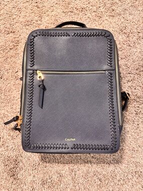 Calpak Navy Blue Backpack with Gold Hardware